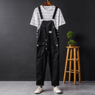 Retro One-Piece Cargo Suspender Trousers