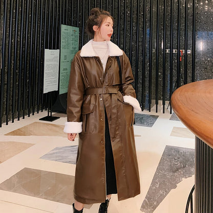 Minimalistic leather trench coat