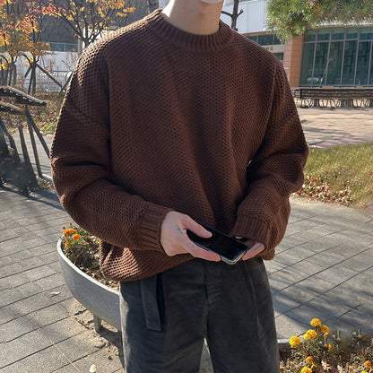 Men's Long Sleeve Solid Color Round Neck Sweater