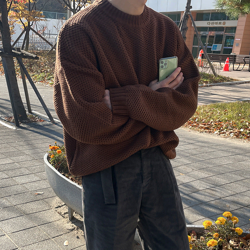 Men's Long Sleeve Solid Color Round Neck Sweater