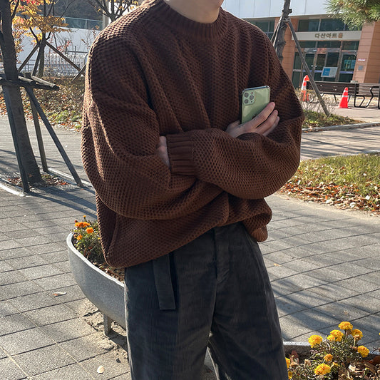 Men's Long Sleeve Solid Color Round Neck Sweater