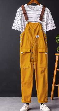 Retro One-Piece Cargo Suspender Trousers