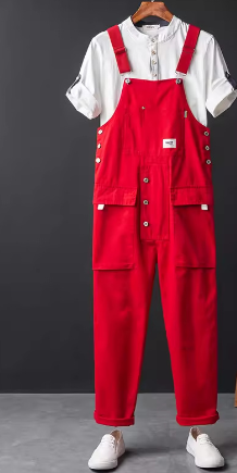 Retro One-Piece Cargo Suspender Trousers