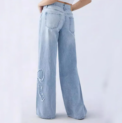 Chic Bow Embroidered Jeans