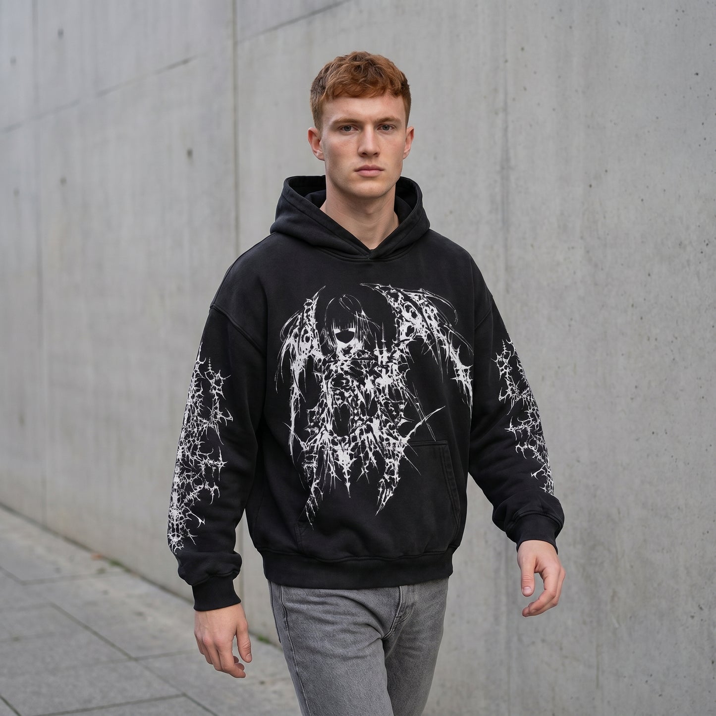 Gothic Pullover Hoodie — lifestyle outdoor