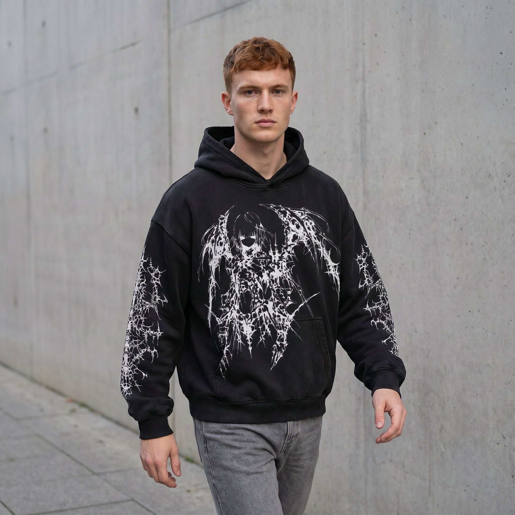 Gothic Pullover Hoodie — lifestyle outdoor